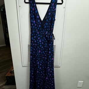 Lulu's Blue Wrap Tie Front Maxi Dress